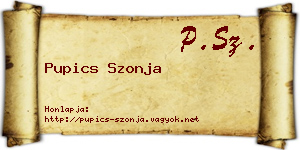 Pupics Szonja névjegykártya